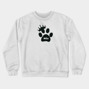 Milo cat name made of hand drawn paw prints Crewneck Sweatshirt